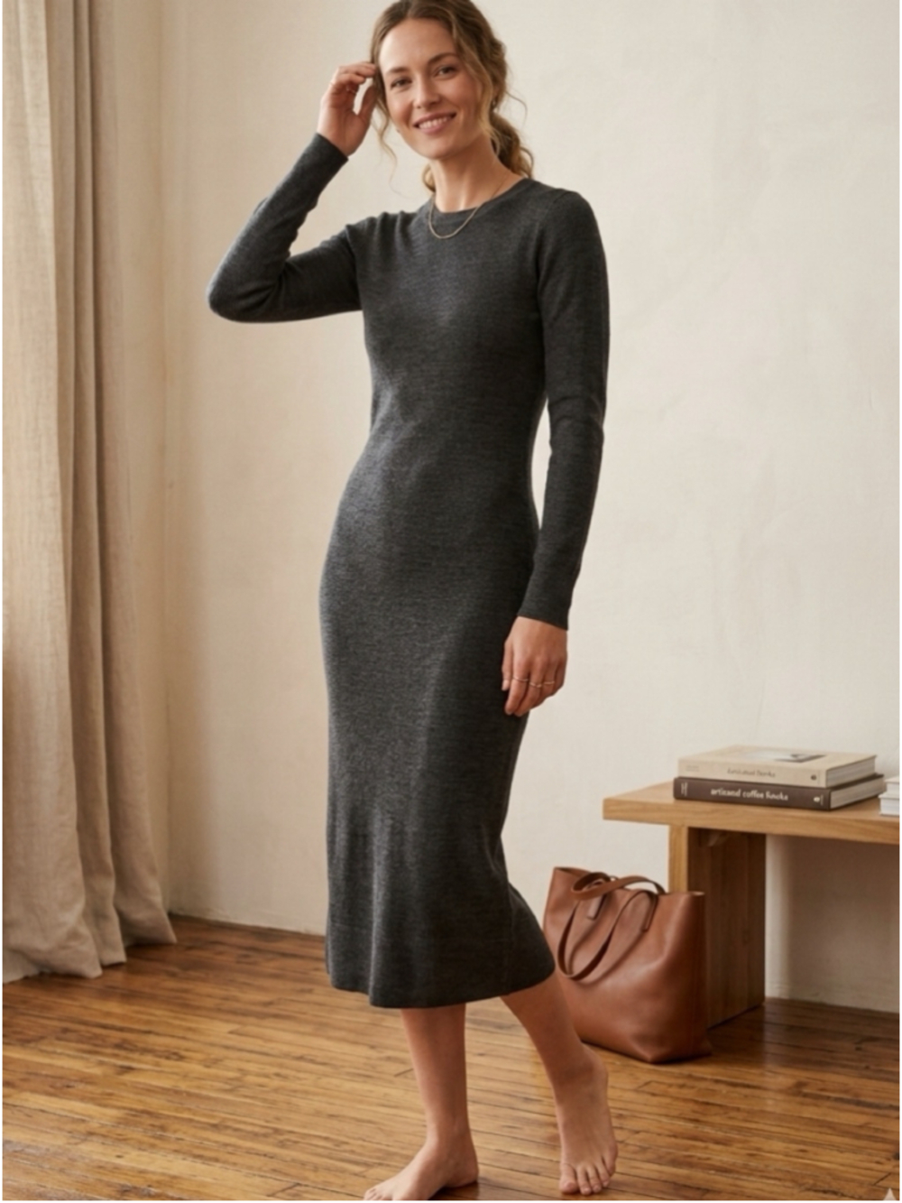 Women's French Connection Midi Dress Size 4 - XS. Grey 2012